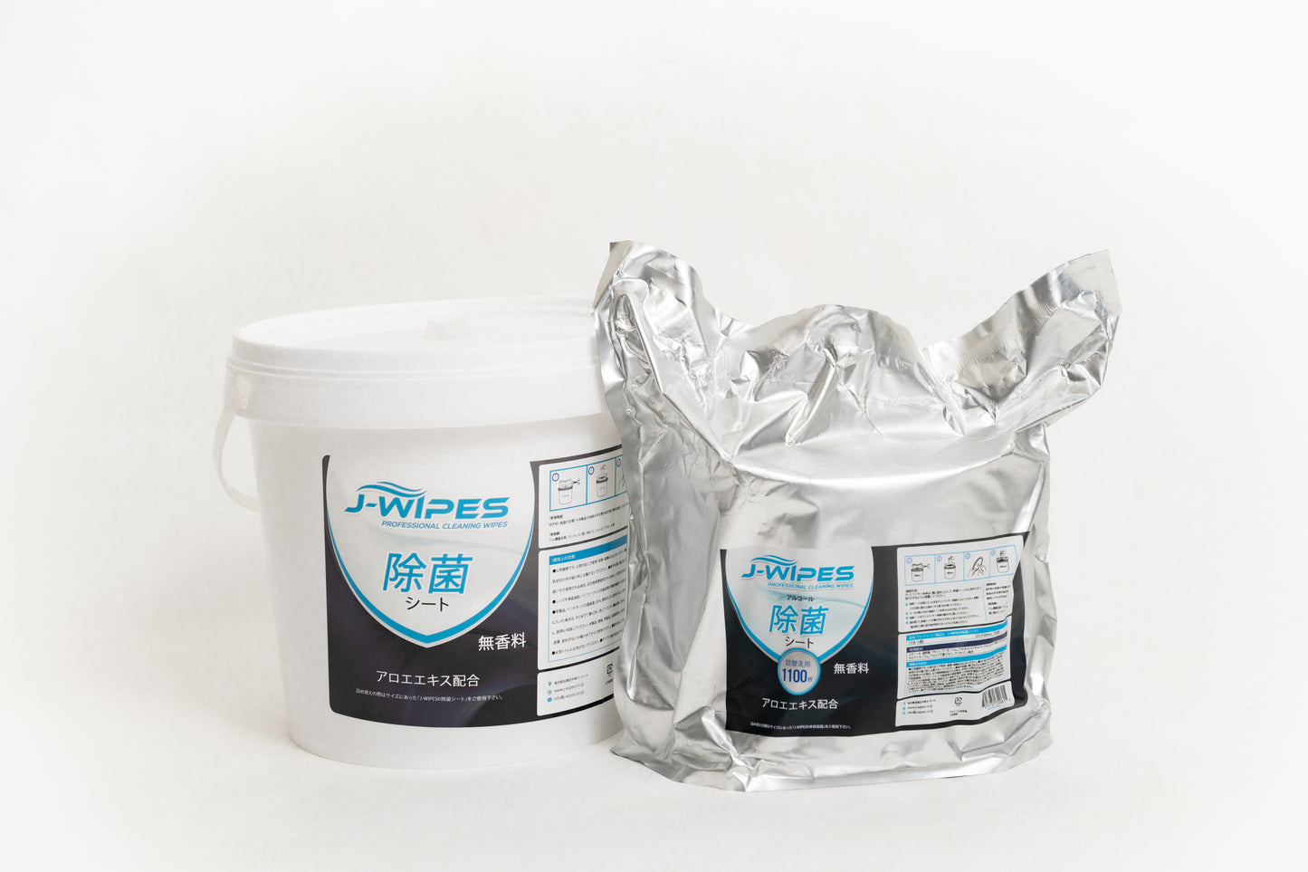 [セット] J-WIPES®アルコール除菌シート1ロール ・ 小型ディスペンサー
